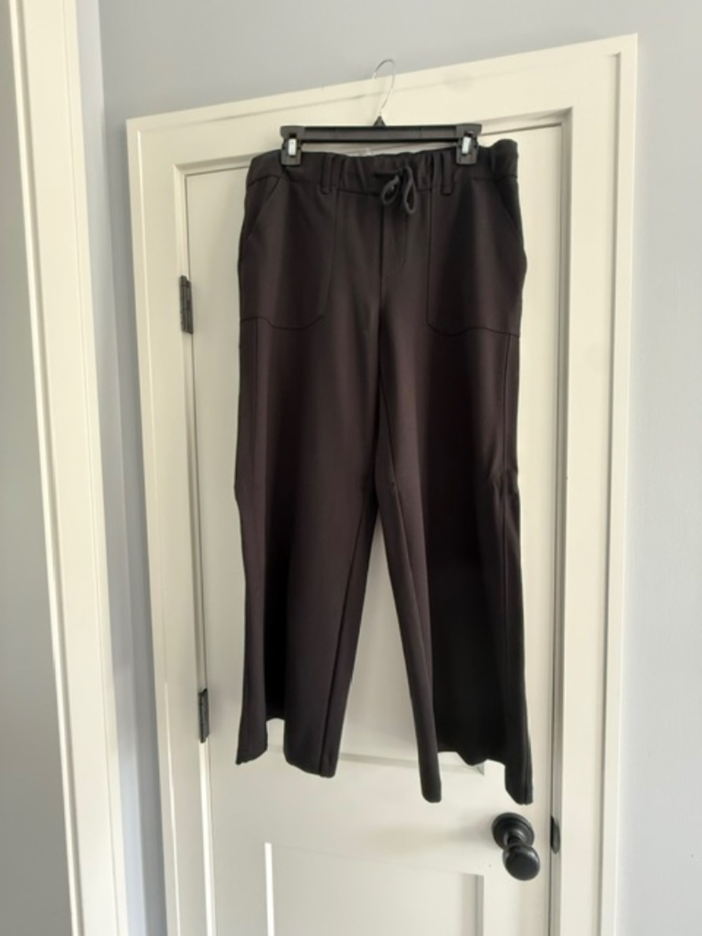Wit & Wisdom 'Ab'Solution Skyrise Pleated Wide Leg Cargo Black Dress Pants Large